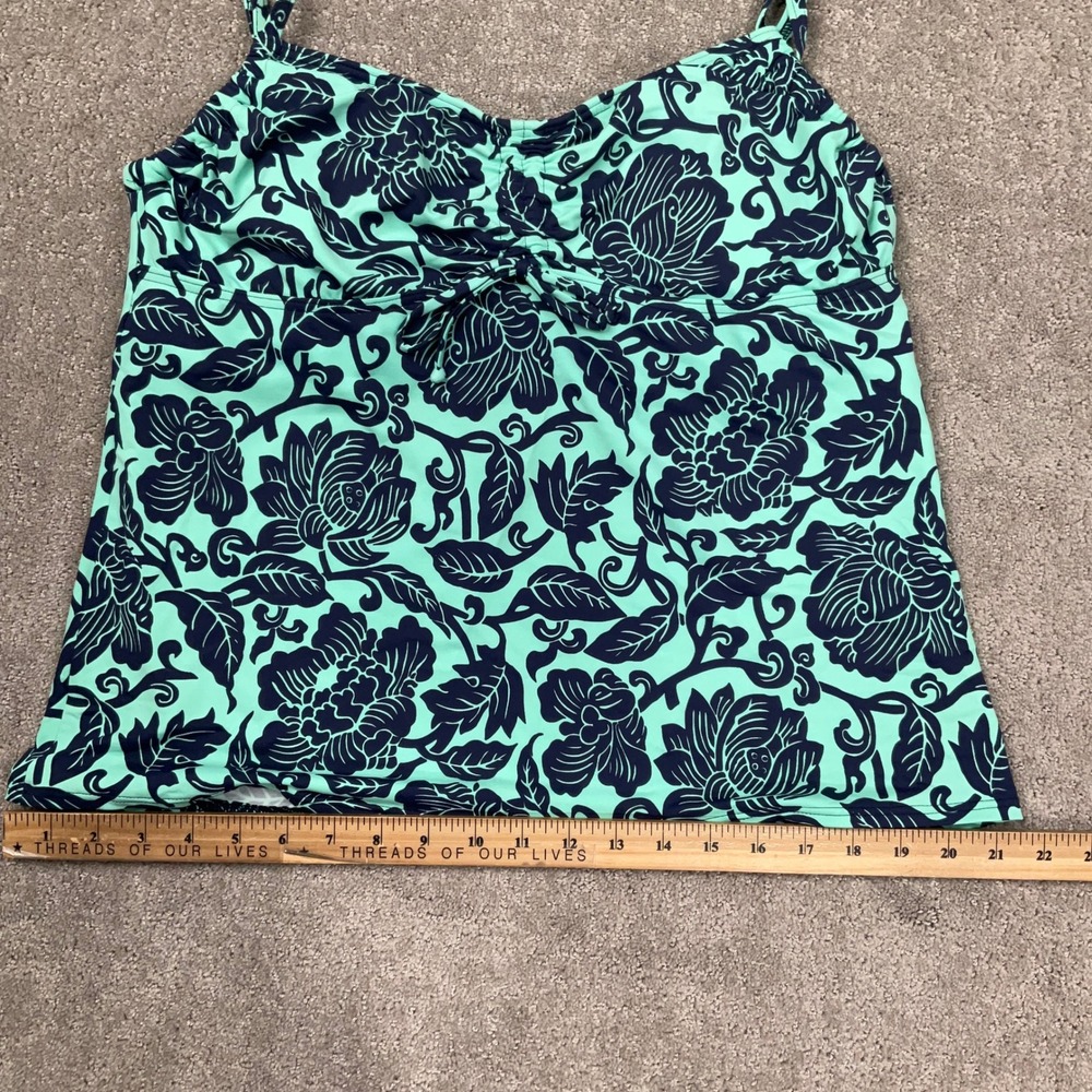 Lands' End Tankini Top Women 16 Mint Green Floral Underwire Ruched - Picture 5 of 10